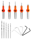 Qwork&reg; Senkpuuriterade komplekt - 5 osa vahetatavate puuride ja 8 mm kuuskantv&otilde;tmetega