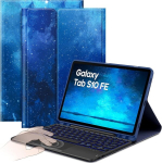 Cacoe klaviatuurikohver, &uuml;hilduv Samsung Galaxy Tab S9 Fe 10.9 / S9 2023 11 tolli tahvelarvutiga, puuteplaadiga, 7 v&auml;rvi valgustusega, eemaldatav juhtmevaba [itaalia] klaviatuur, sinised t&auml;hed