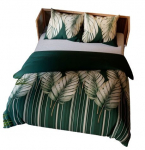 Voodipesukomplekt Satin Tropicana Green Leaves 160x200 cm, 3-osaline