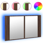 vannitoa LED-peegelkapp, pruun tamm, 80x12x45 cm, akr&uuml;&uuml;l CFE4322250