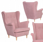 Hunter Family Furniture Scandinavian wingback tugitool, puuderroosa samet