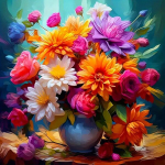 Maalimine numbrite j&auml;rgi "V&auml;rviline lillekimp" 40&times;50 ilma raamita, kvaliteetsete akr&uuml;&uuml;lv&auml;rvidega.