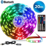 20m RGB LED ribavalgusti 12LED/m Bluetoothi ja 44-klahvilise kaugjuhtimispuldiga. Lisav&otilde;tmes&otilde;nad: v&auml;rvivahetus, kiirgav valgusriba, mitmev&auml;rviline valgustus, nutikas LED-valgustus.