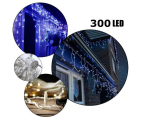 300 LED 15 meetrit v&auml;lisvalgustuse j&auml;&auml;purika valguskett valge juhtmega, sinine valgus vilkuv