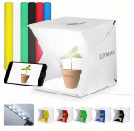 Kokkupandav foto valguskast kahe LED-riba, 6 taustav&auml;rvi ja kandekotiga LIVMAN JKL890