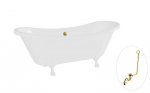 Vann Besco Amelia 190, White+White, sifooniga &uuml;levooluga Klik-klak Gold