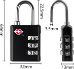 Newpop 2 tk Tsa kohvri lukkude komplekt, pagasilukk, 3-kohalised lukud, kombinatsioonlukk, vargusevastane reisikohvrile, kapile, seljakotile, pagasile, v&auml;ike tabalukk, pagasilukud, must