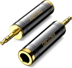Andtobo 2-pakk 1/4 tolli kuni 3,5 mm stereo puhas vask k&otilde;rvaklappide adapter, 3,5 mm (1/8 tolli) pistik isane kuni 6,35 mm (1/4 tolli) pesa emane stereo adapter k&otilde;rvaklappidele, v&otilde;imendi adapter - must