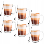 Kohvi, latte ja tee kruusid koos lusikatega, 12-osaline komplekt (6+6)