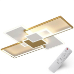 LED laevalgusti plafoon 110x71cm kuld-valge, 4 punkti, puldiga, h&auml;mardatav ja muudetav v&auml;rv