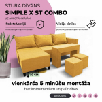 Nurgadiivan lahtik&auml;iv lauaga ja puffidega St Combo, Podrez, kollane