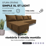Suur nurgadiivan ilma k&auml;etugedeta Simple XL St Light Pruun