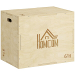 3-in-1 Plyo Box Puidust Plyomeetriline H&uuml;ppekast 3 H&uuml;ppek&otilde;rgusega K&auml;epidemed 61 x 51 x 76 cm Naturaalne Puit