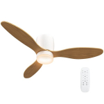 Laeval ventilaator reguleeritava valguse ja puldiga 115 cm, 3 v&auml;rvi, 3 tiiba, 6 kiirust, taimer, naturaalne