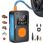 Akutoitega rehvikompressor autole LED-tule ja manomeetriga, 150 PSI