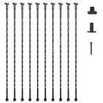 Matte black 1122 mm (44") steel spiral baluster kit with feet and mounting screws