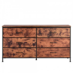 Kummut, 6-sahtliga k&otilde;rge kummut, 130x39x69 cm, pruun, terasraam