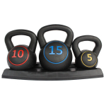 Kettlebell raskuste komplekt 5/10/15 lb libisemiskindla k&auml;epidemega, 1 komplekt