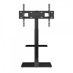 TV-alus, p&ouml;&ouml;rlev k&otilde;rge reguleeritava k&otilde;rgusega p&otilde;randale paigaldatav TV-alus 66x38x129.6 cm, must, karastatud klaas