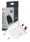 FIT2 30 W kiirlaadija adapter &ndash; kaks v&auml;ljundit USB-C ja USB-A, Valge