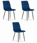 Leobert LAVA tumesinine sametist s&ouml;&ouml;gitoolide komplekt &ndash; 3 kaupa