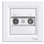 Schneider Electric Asfora TV/R l&otilde;pp-pistikupesa raamiga, 1 dB, valge