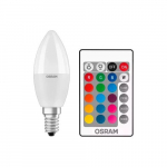 OSRAM LED E14 k&uuml;&uuml;nal RGBW 5,5 W &ndash; v&auml;rvimuutev nutika ilmega pirn kaugjuhtimispuldiga