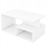 Valge kaasaegne kohvilaud riiuliga, valge loft, suur 90 cm