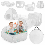 Suur 5in1 m&auml;ngukomplekt lastele Mamabrum &ndash; telgid, tunnelid ja pallimeri koju ja aeda