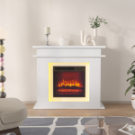 Elektrikamin - LED ja k&uuml;ttefunktsioon - 3D leegiefekt - taimer - valge