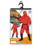 "PUNANE DRAAKON-NINJA" (kapuutsiga mantel, p&uuml;ksid, v&ouml;&ouml;, n&auml;omask, k&auml;e- ja jalasidemed)