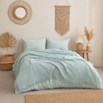 Voodikate musliinist 200x220 t&uuml;rkiissinine, kahepoolne puuvill