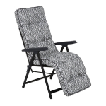 Kokkupandav aiatool Patio Lena Plus Black Edition, reguleeritava seljatoe ja jalatoega, geomeetrilise halli polsterdusega
