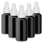 Must klaaspudel 50 ml pipetiga, 5-osaline komplekt
