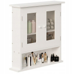 Valge riputatav vannitoakapp, 2 klaasust, seinale kinnitatav, riiulid 58 cm