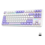 ATTACK SHARK X87 juhtmeta mehaaniline m&auml;nguklaviatuur, 87-klahviline RGB-valgustusega membraaniga PC-m&auml;nguklaviatuur lilla ja valge v&auml;rvitoonis