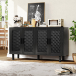 Punutud kummut 4 ukse ja reguleeritavate riiulitega - 80 x 40 x 140 cm - must