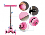 Kolmerattaline LED ratastega ja reguleeritava tasakaalustava juhtrauaga Scooter, roosa