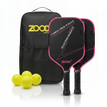 Pickleball reketid Zoodo P4 T700 s&uuml;sinikkiust Gradient roosa komplekt 4 palli