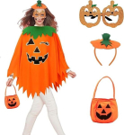 Stiilne naiste k&otilde;rvitsa kost&uuml;&uuml;mi komplekt Halloweenile universaalne oranž 5-osaline, one size