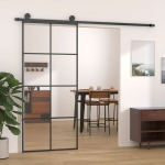 vidaXL liuguks, must, 90 x 205 cm, ESG-klaas ja alumiinium
