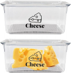 Zoeqide juustukarp k&uuml;lmkapile, 2 juustukarbi komplekt, l&otilde;hnaeemalduse ja n&otilde;rutusalusega, Bpa-vaba hoiukarp juustu, vorsti, puu- ja k&ouml;&ouml;giviljade jaoks, l&auml;bipaistev, virnastatav, 23 x 15 x 10 cm, valge