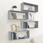 Seinariiulid, 4 tk, hall tamm, 60x15x23cm, puit