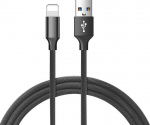 Vayox Usb v&auml;lkkaabel, 1,5 m, hall, nailonkate, 3a