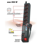 19" serveririiul PDU, 5x230V, 3m kaabel, &uuml;lepinge kaitse, kinnitusklambrid kaasas