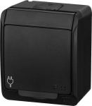 Hermes must hermeetiline kaanega pistikupesa, Ip44, 16a