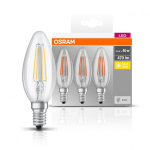 SET 3 becuri LED Osram, soclu E14, v&otilde;imsus 4,5 W, Forma Lumanare, lumina alb Calda, toit 220&ndash;240 V, "000004058075819313" (verde 1,35 lei)