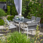 Aiam&ouml;&ouml;blikomplekt &bdquo;Patio Lea&ldquo; 6-kohaline, hall klaasist lauaplaat