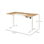 Reguleeritava k&otilde;rgusega elektriline laud Vinsetto 140x70x116cm, heledpruun/valge v&auml;rv