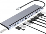 USB 3.1 topelt HDMI-sse 12 &uuml;hes Type-C dokk, 4K, VGA